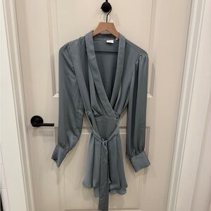 Aritzia Babaton Slate Blue Wrap Dress